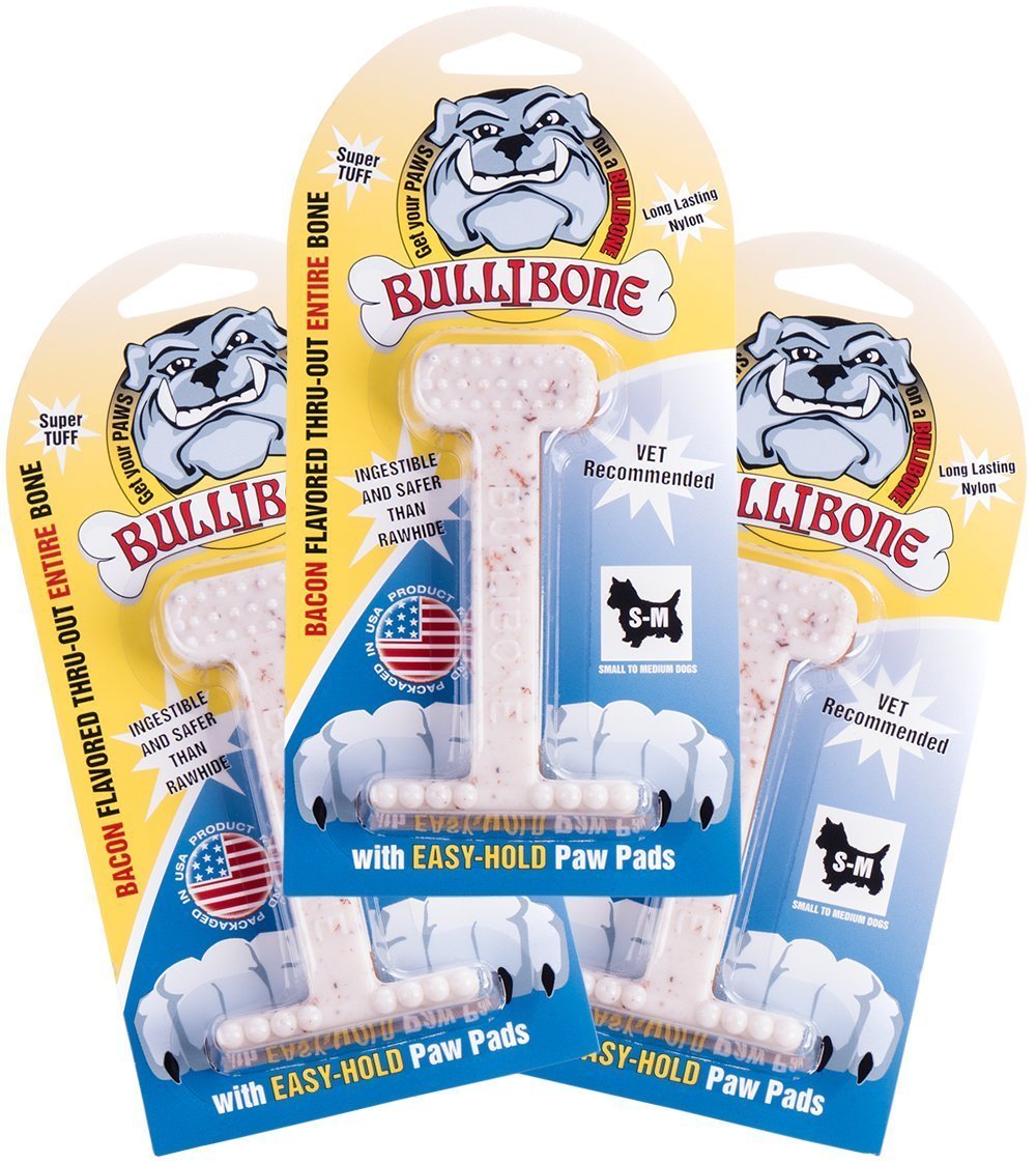BulliboneNylon Dog Chew Toy Small Nylon Bone - Improves Dental Hygiene, Easy to Grip Bottom, and Permeated with Flavor 3-Pack Off-white unknown