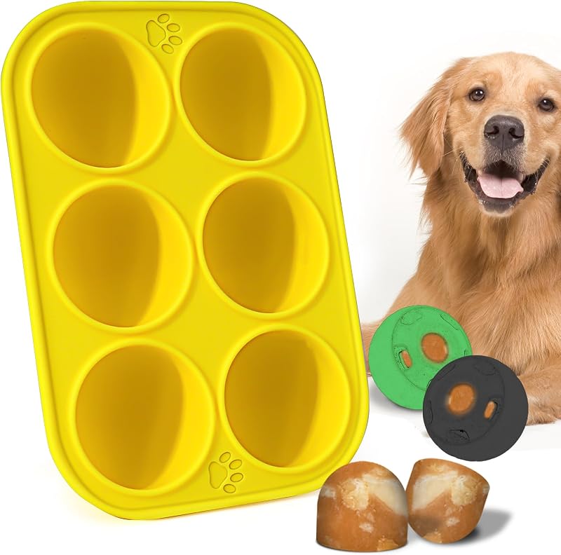Molde de Silicone para Petiscos Congelados para Cães, 6 Cavidades, Compatível com Woof Pupsicle e Power Chewer Pupsicle Grande, BABORUI (L)