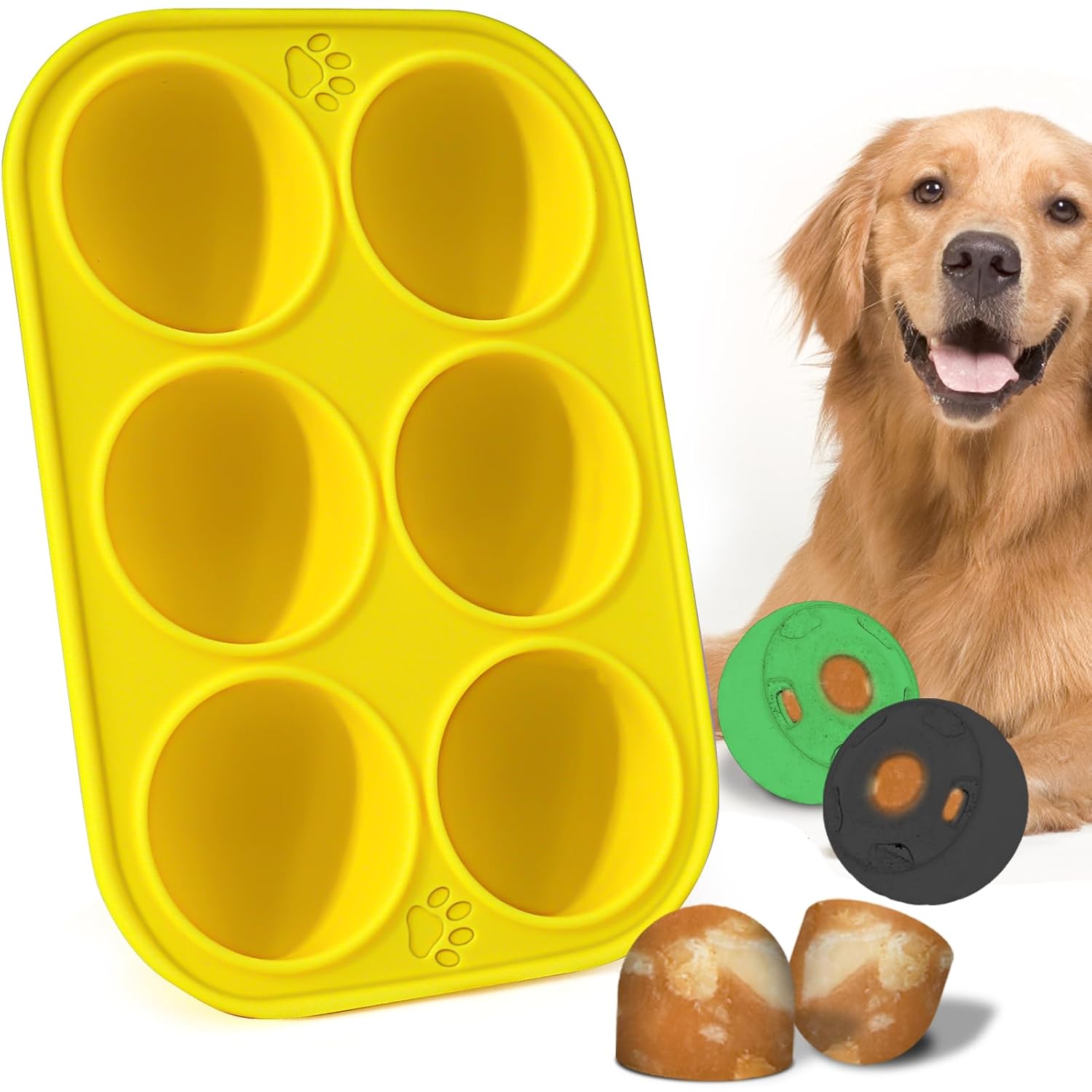 BABORUI 6 Cavities Silicone Dog Treat Molds for Woof Pupsicle & Power Chewer Pupsicle Large 25-75lbs, Reusable Frozen Dog Treat Molds for Making Puppy Favorite Freeze Refill Ice...