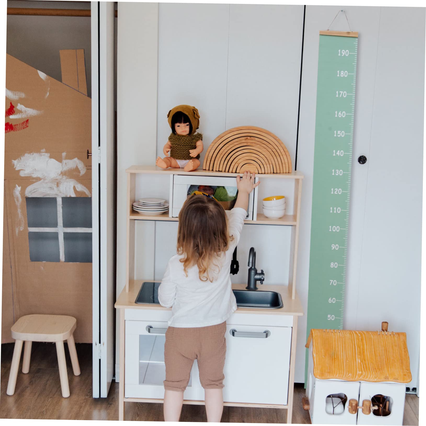 VICASKY 4piezas Regla Colgante De Medición De Altura Para Niño Niña Decorativa y Práctica Crecimiento Infantil Casa Medidor Ecológico Lienzo Adorable Decoración Para Habitaciones De