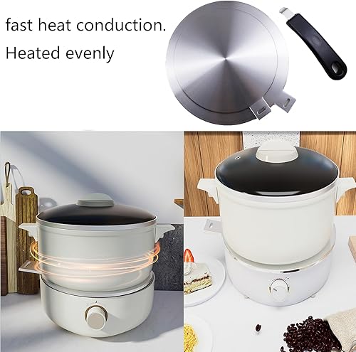 Miniatura 2 de Difusor de calor Placa difusora de inducción de acero inoxidable con mango extraíble de baquelita de 9.4 in de diámetro