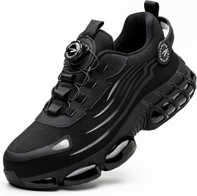 TimGross Safety Chaussures pour hommes acier orteil travail sneakers léger glissade sur la construction indestructible chaussures non-dérapantes