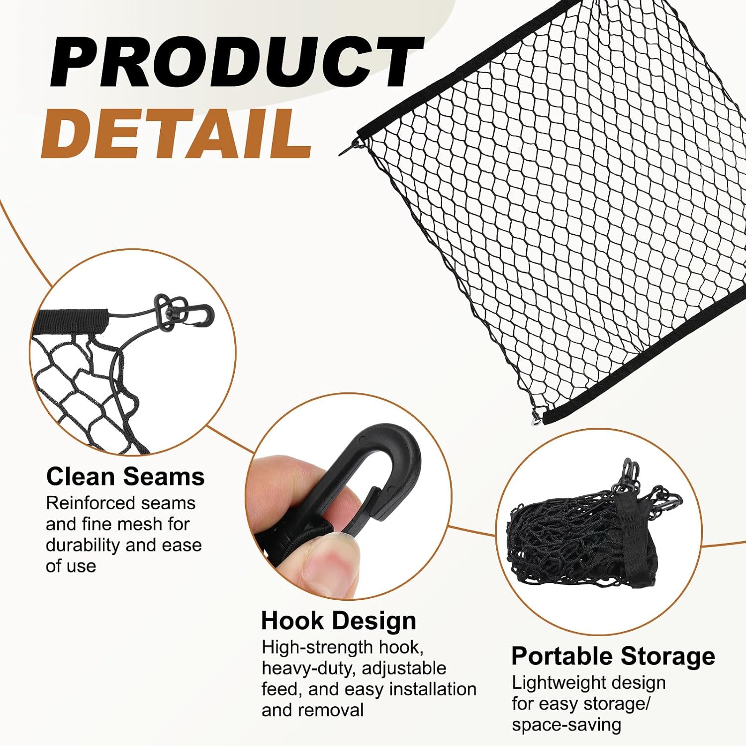 PATIKIL Truck Cargo Net, 28 x 28 Inch Polyester Adjustable Trunk Bed Net Stretchable Mesh Storage Organizer with 4 Hooks Universal for Pickup Trucks SUV Cars, Black