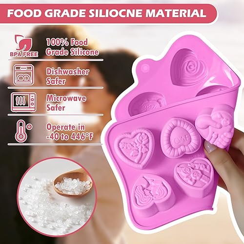 Miniatura 5 de HKNMTT Moldes de corazón de silicona para el día de San Valentín, 10 formas de conversación de amor, regalos de trufa, tamaño de bocado, molde