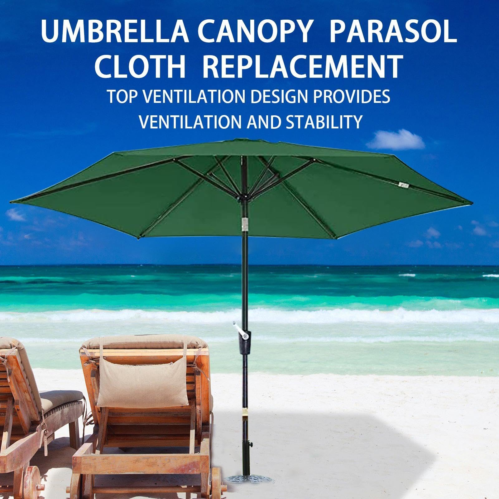 Umbrella Replacement Canopy - Durable Patio Umbrella Replacement Canopy, Breathable Garden Umbrella Canopy Replacement | Outdoor Umbrella Replacement Canopy, Sun Umbrella Canopy For Pool Garden Ground