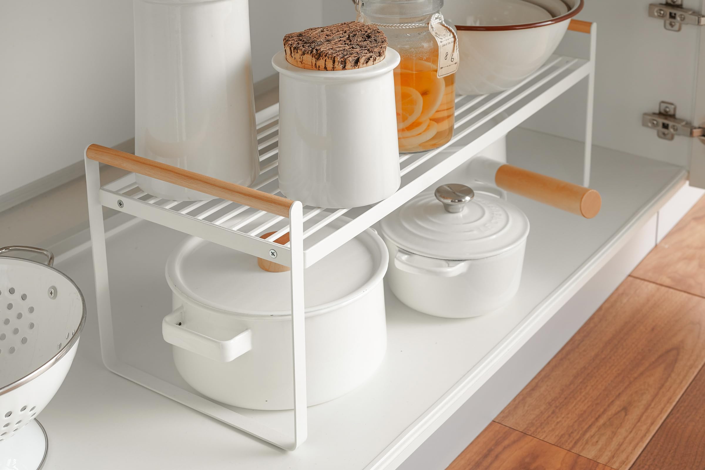 Yamazaki 3803 TOSCA Storage Shelf, white, Steel / Wood, 60 x 22.5 x 22 cm