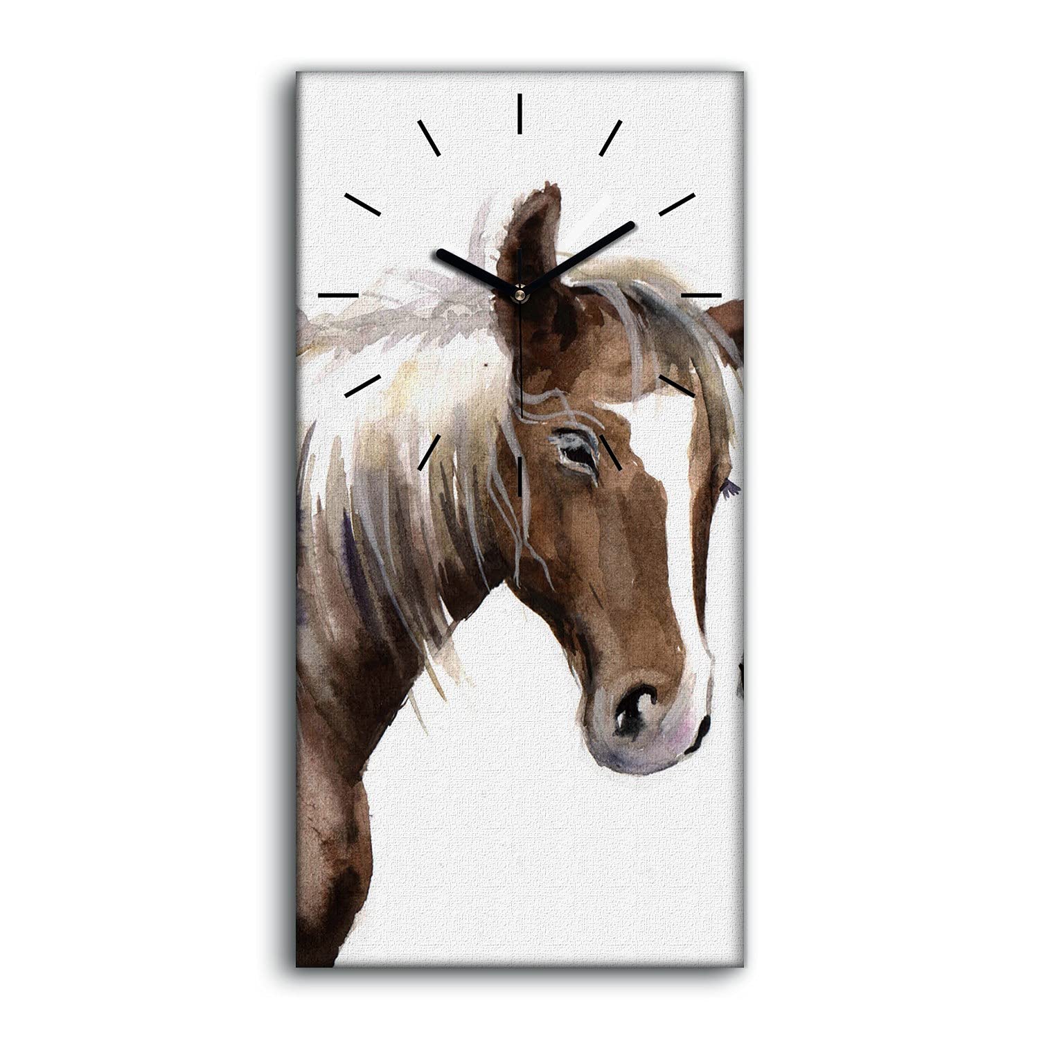 Horloge sur Toile Chevaux Stables Marron Image Art Mural Salon Chambre 30x60