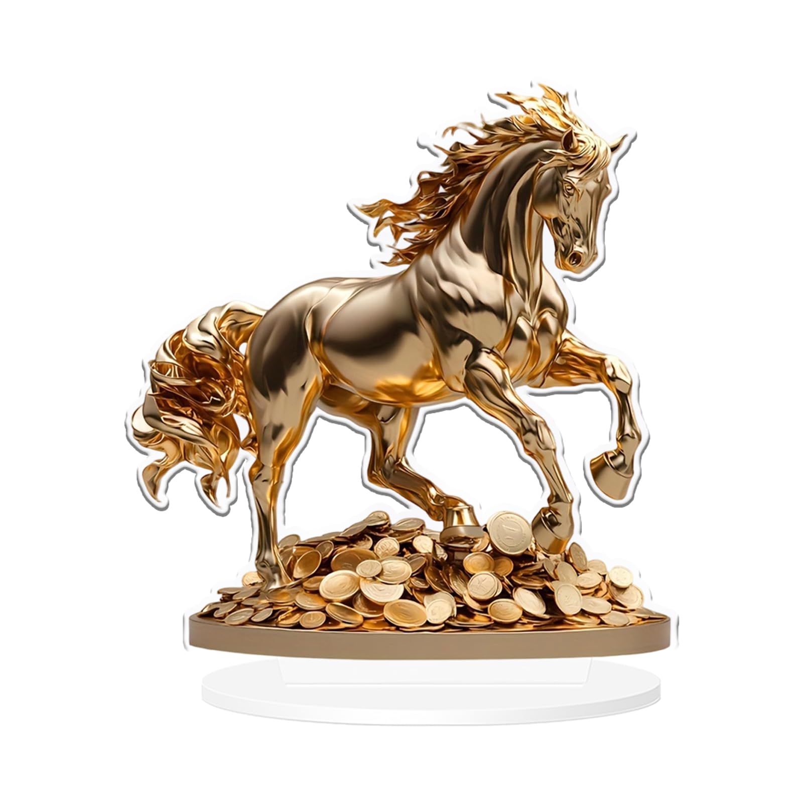 KAQNTUD Lucky Wealth Horse Statues Acrylic Animal Sculptures Feng Shui Ornament Collectible Figures for Home Office Decorations Animal Statues Sculpture