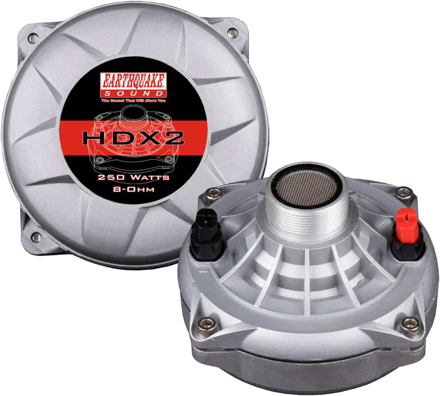 Earthquake Sound PR-HDX2 - Controlador de tweeter de bocina de compresión, diafragma fenólico, 8 ohmios, bobina de voz de 2 pulgadas, 150 WRMS  250