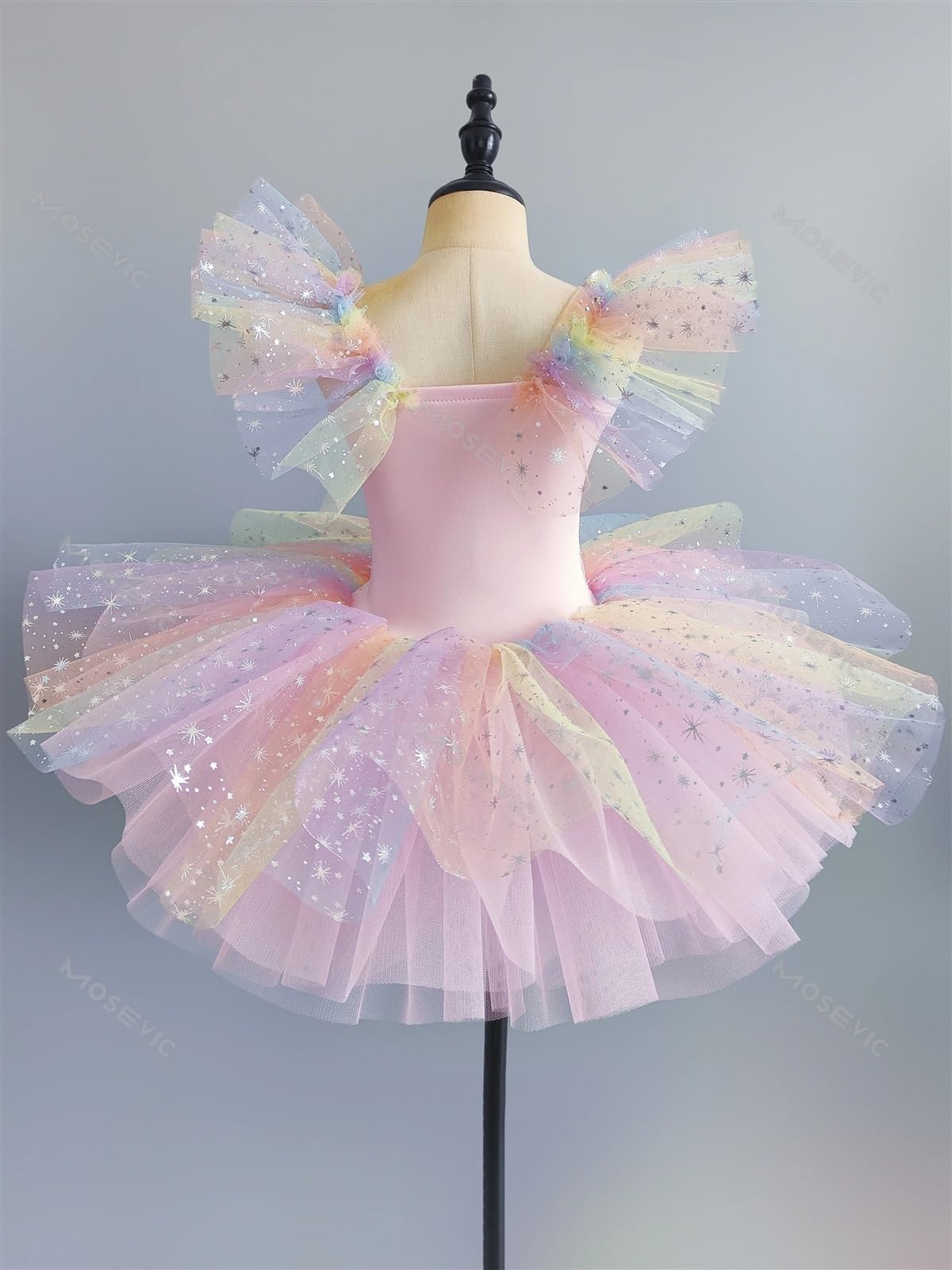 Tutú De Ballet Vestido de Ballet for niñas, Siete Colores, Vestido de Princesa con Lentejuelas, Ropa de Baile tutú de Ballet, Faldas tutú de actuación para NiñAs(Pink,130)
