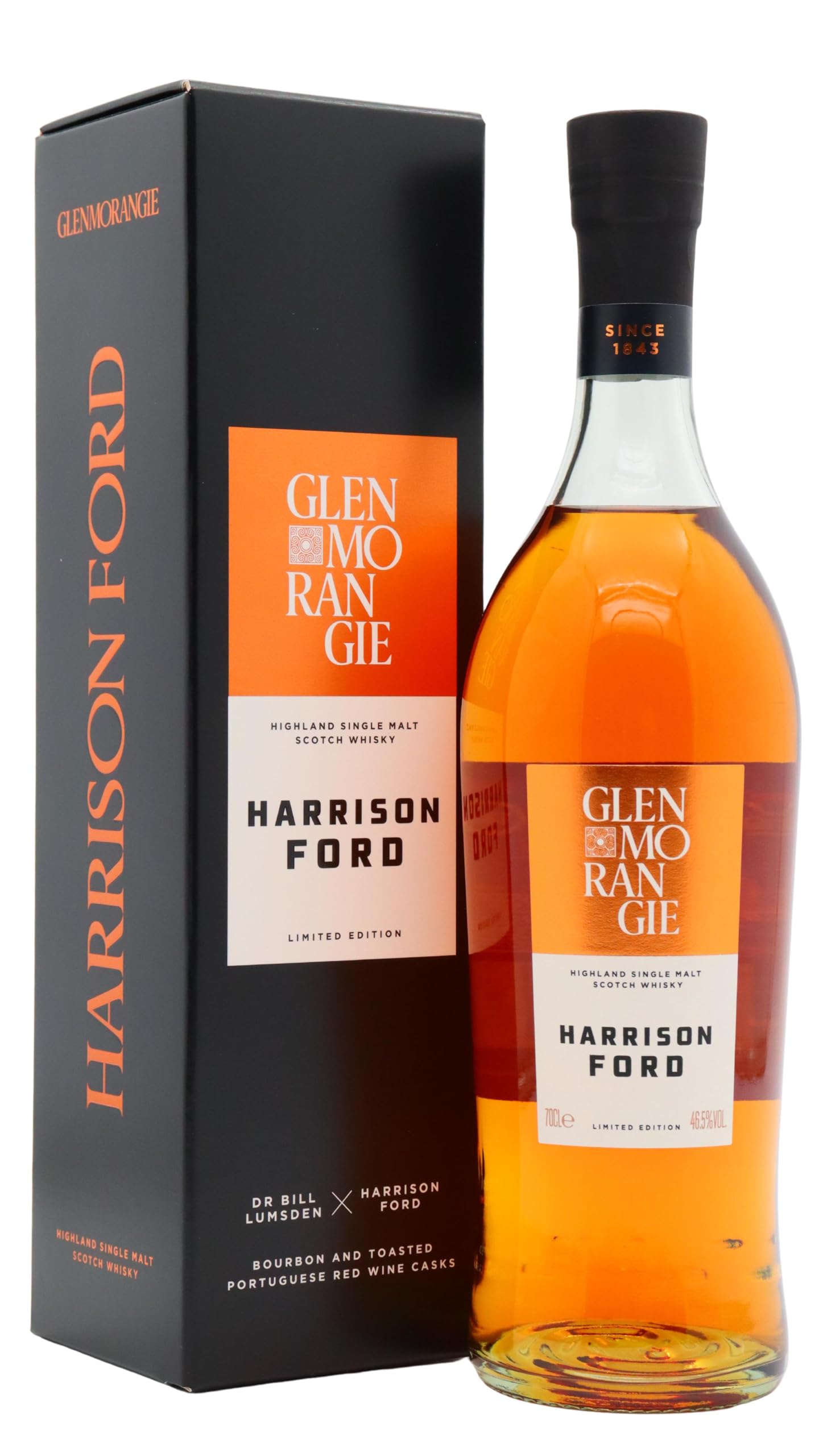 Glenmorangie Harrison Ford Limited Edition Single Malt Scotch Whisky, 46.5%, Bourbon und Portugiesische Rotweinfässer, Nicht Kühlfiltriert