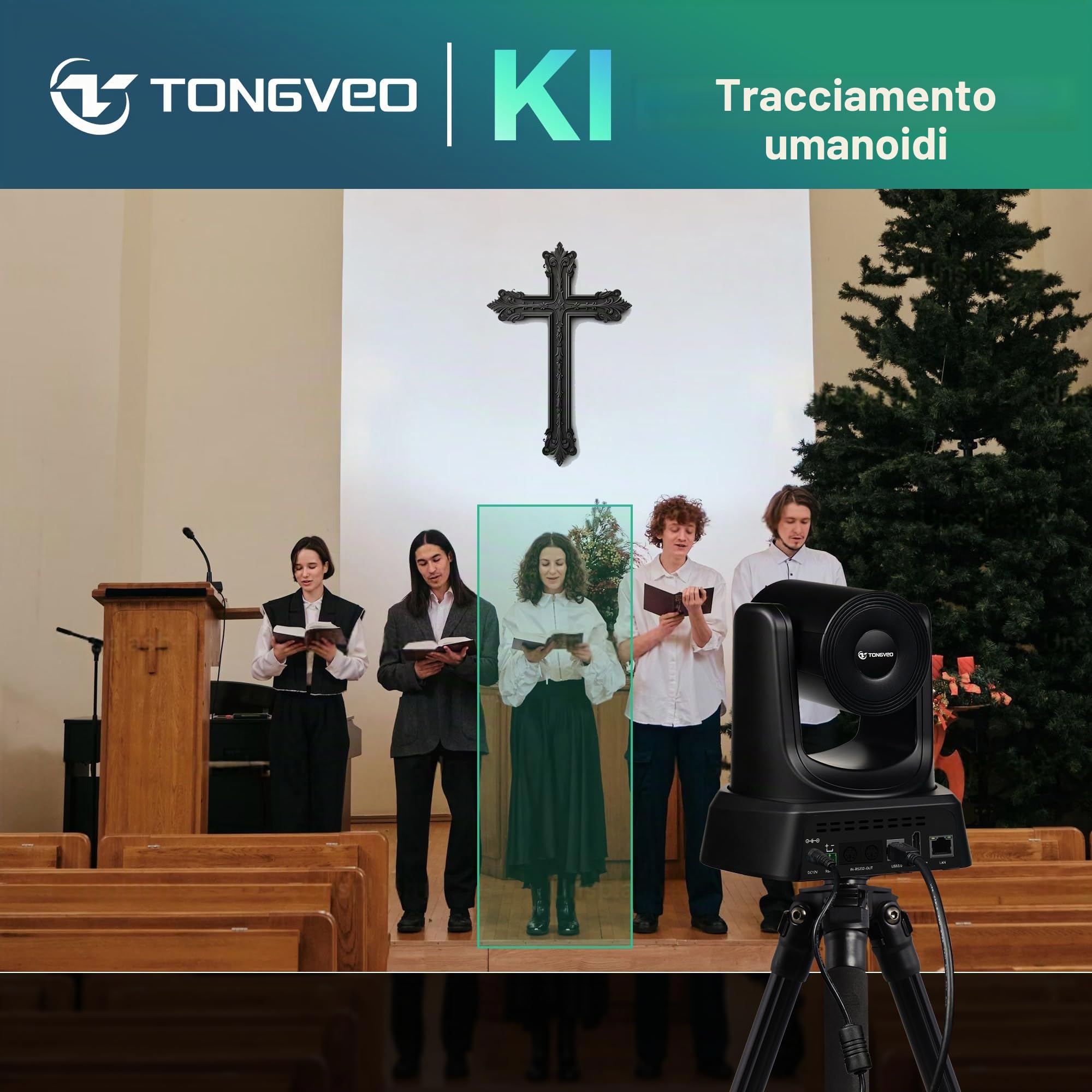 TONGVEO Telecamera PTZ per Sala Conferenze con Zoom Ottico 20X, Webcam 1080P 60fps HDMI USB per Streaming Chiesa e Videoconferenze | Compatibile con Zoom e OBS