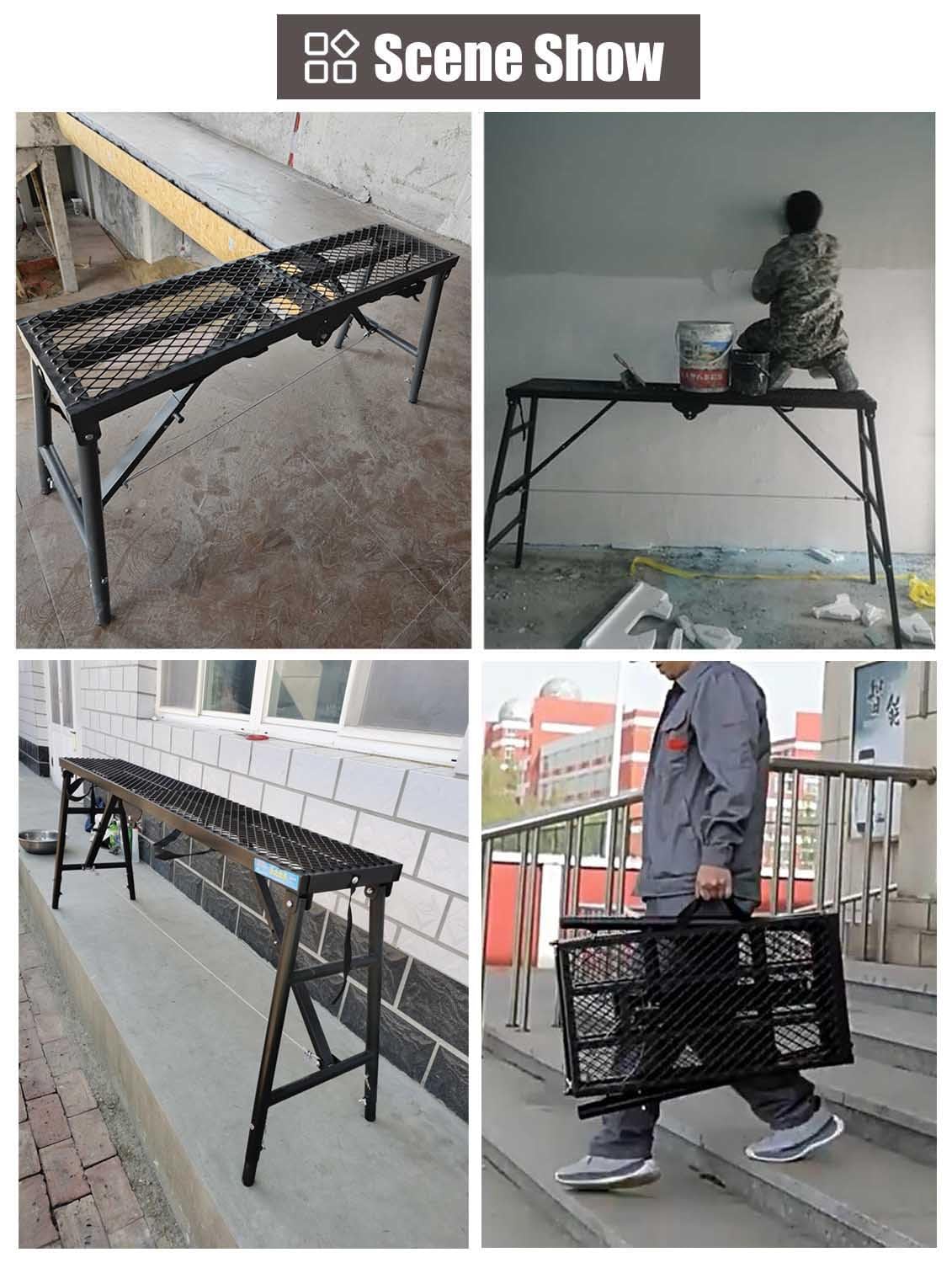 Piattaforma di Lavoro Piattaforma di Ponteggio in Metallo Pieghevole, Scala di Lavoro Antiscivolo, Banco di Lavoro Interno ed Esterno per Gradini, Sgabello per Imbianchini per Verniciatura(Gray,180x30