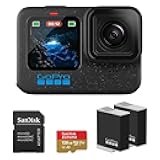 HERO12 Black 4K Camera with Hypersmooth Stabilization, and Waterproof Ultra-Rugged Design, Bundle with Extra Enduro Rechargeable Li-Ion Battery and SanDisk 128GB Extreme Memory Card