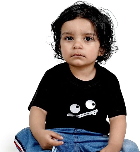 CocoBelle NYC Baby Boy's Printed Cotton Half Sleeve T-Shirt Cotton Round Neck (6months-12months) Black
