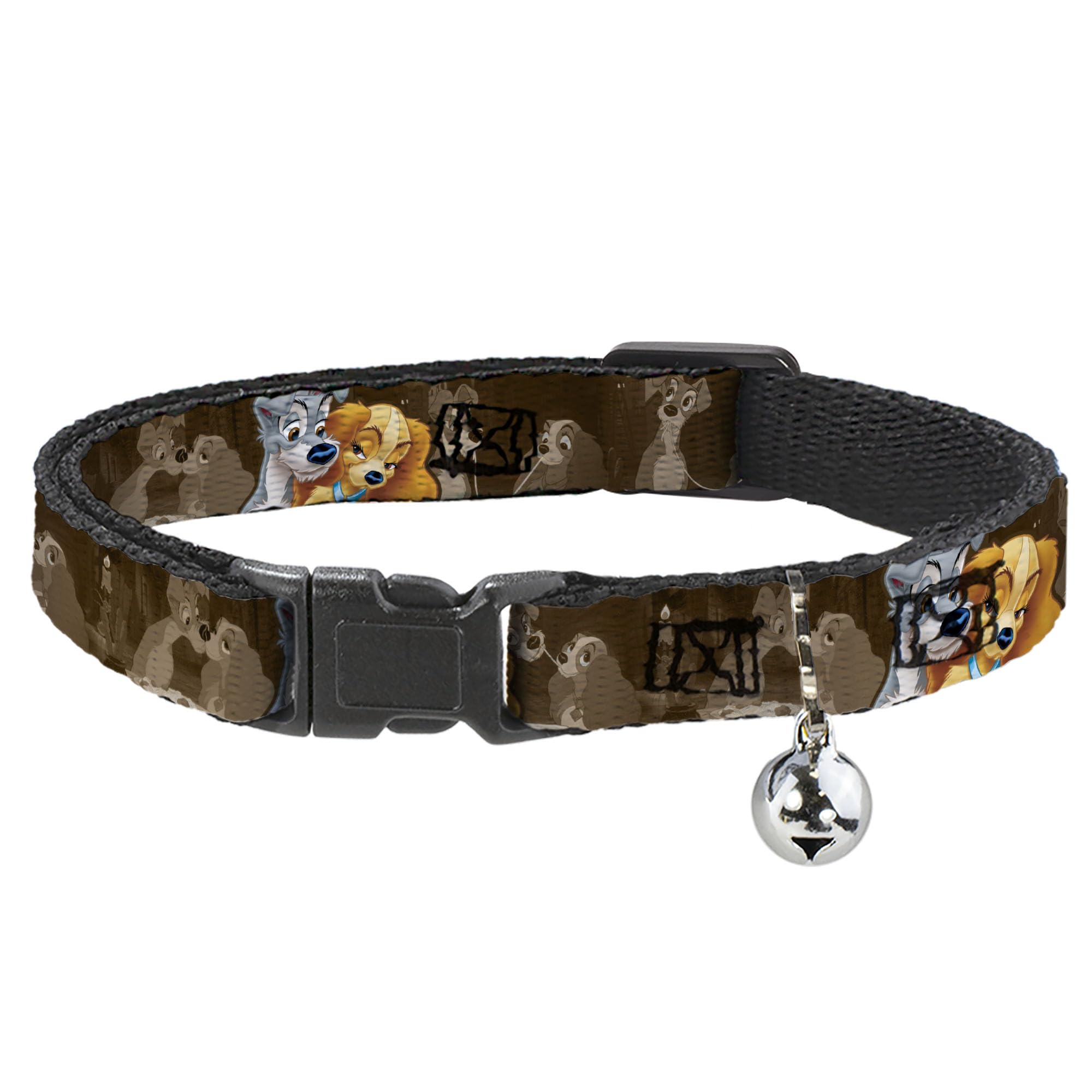Collar de gato Buckle-Down de espaguetis marrón mediano ajustable con cierre breakaway seguro