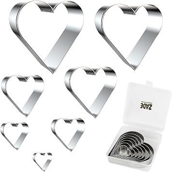 ZADE Heart Cookie Cutter Set,7 Pcs Valentine Cookie Cutters Stainless Steel Different Sizes Heart Shaped Biscuit Cutter for Wedding Birthday Holiday Baking