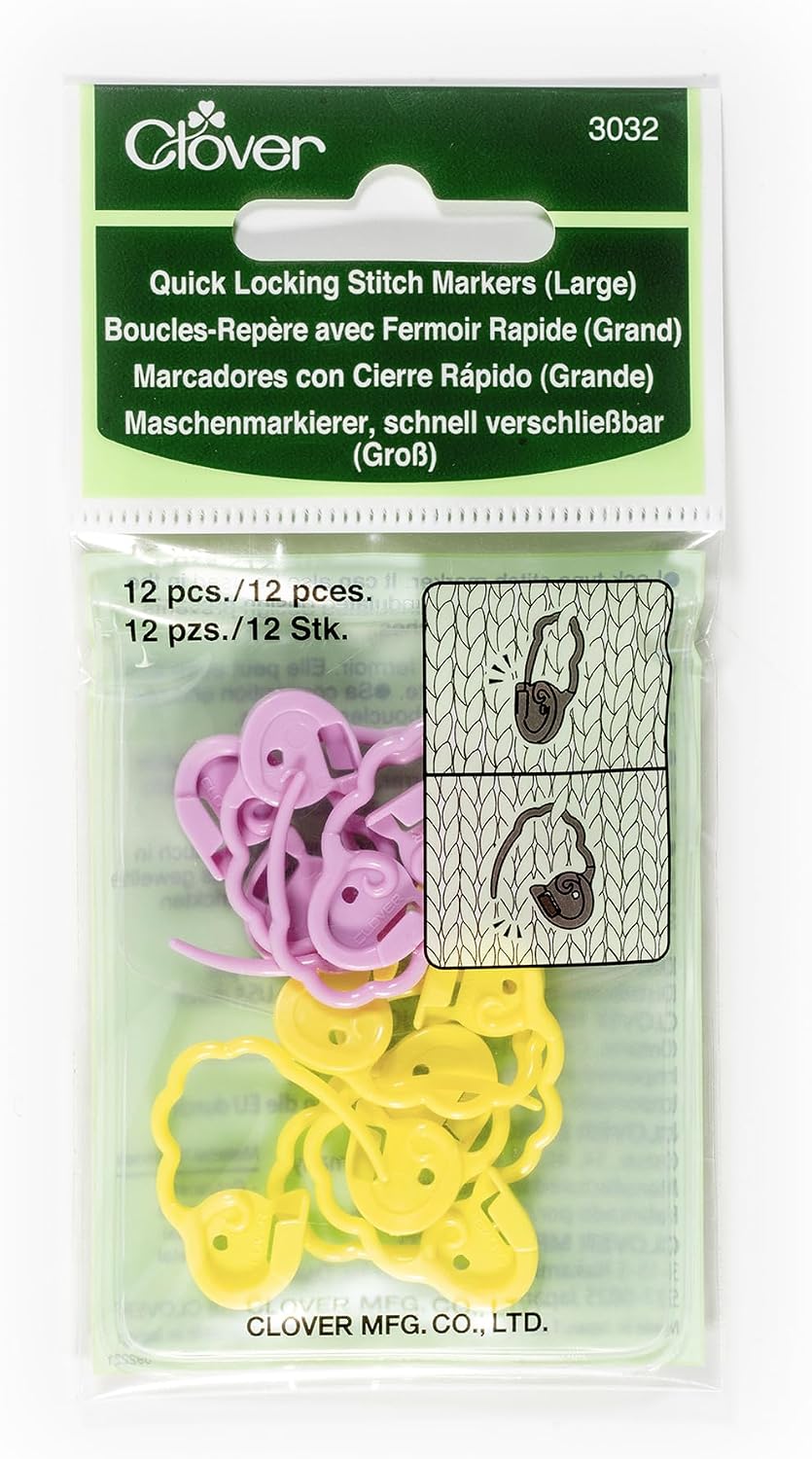 Clover Quick Locking Stitch Markers - Large 12/Pkg