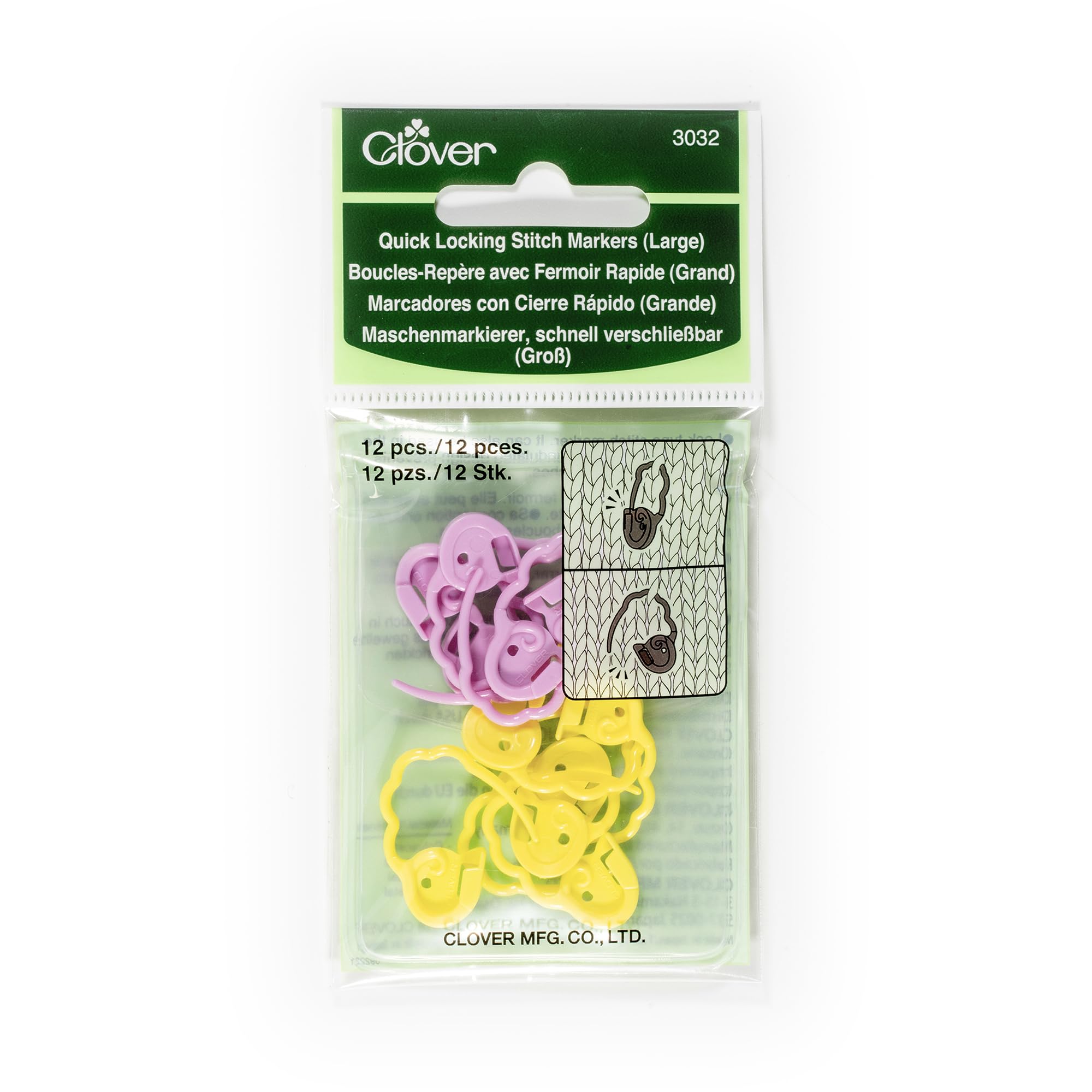 CloverQuick Locking Stitch Markers - Large 12/Pkg