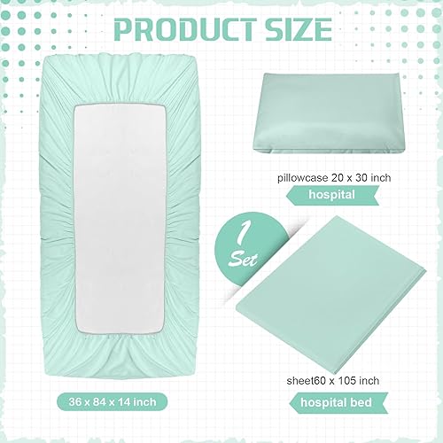 Miniatura 32 de Moukeren Juego de 12 sábanas de hospital para uso doméstico, juego de sábanas bajeras extralargas de 36 x 84 x 14 pulgadas, incluye funda de edredón