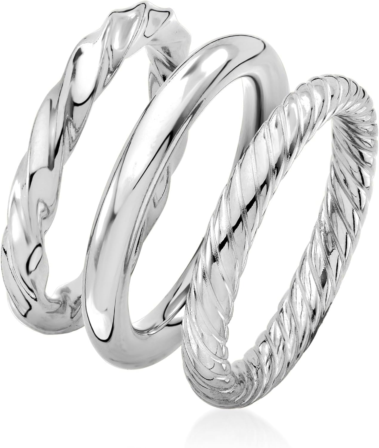 Ross-Simons Sterling Silver Jewelry Set: 3 Polished Rings. Size 10