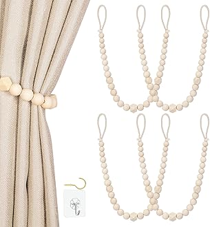 Wood Bead Curtain Tiebacks