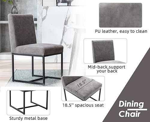 Miniatura 57 de CIMOTA Juego de 6 sillas de comedor modernas, de cuero, tapizadas, sin brazos, con base negra, para comedor/cocina, color crema, 6 unidades Base