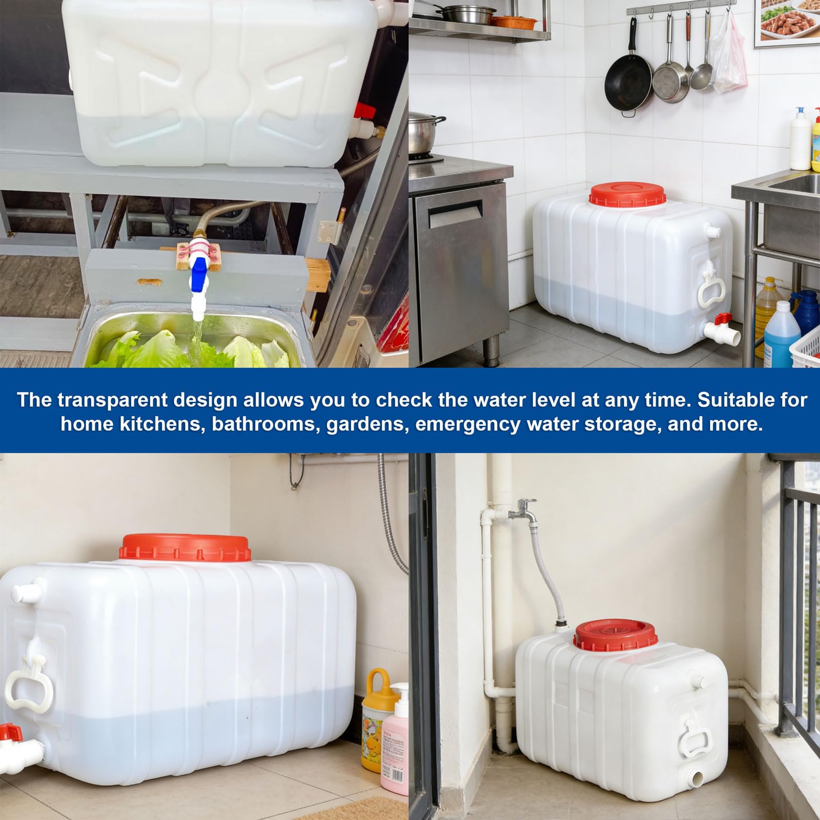 Bidón de Agua con Grifo 15-110L Portátil Depósito de Agua Contenedor para Camping Viajes, Camping, Barbacoa, Pesca, RV, Automóvil, Sin BPA(Size:30L/8 Gallon)