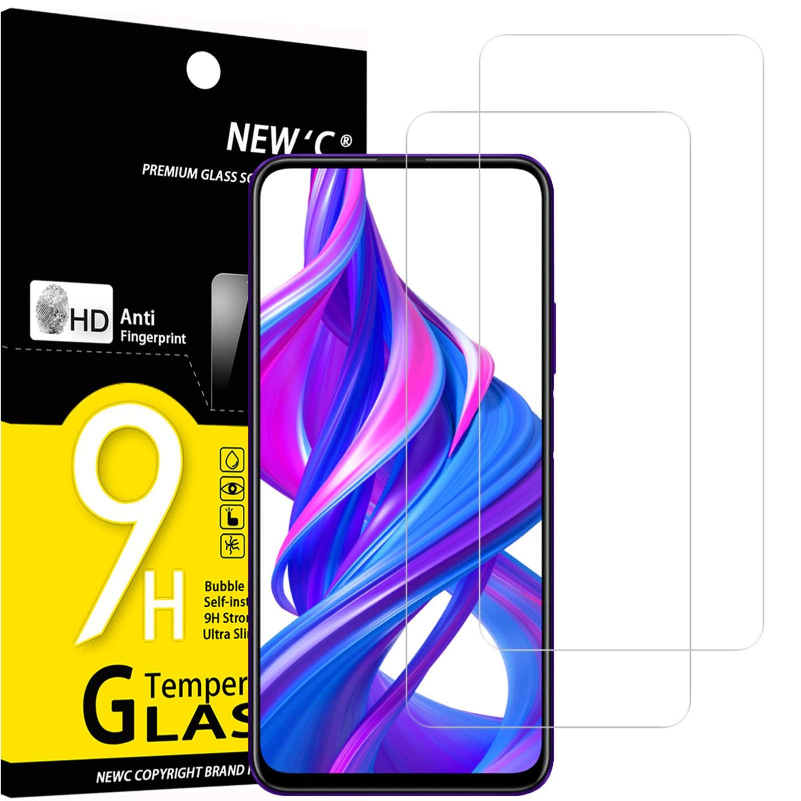 NEW'C 3 Pezzi, Vetro Temperato per Honor 9X, Honor 9X Pro, Pellicola Prottetiva