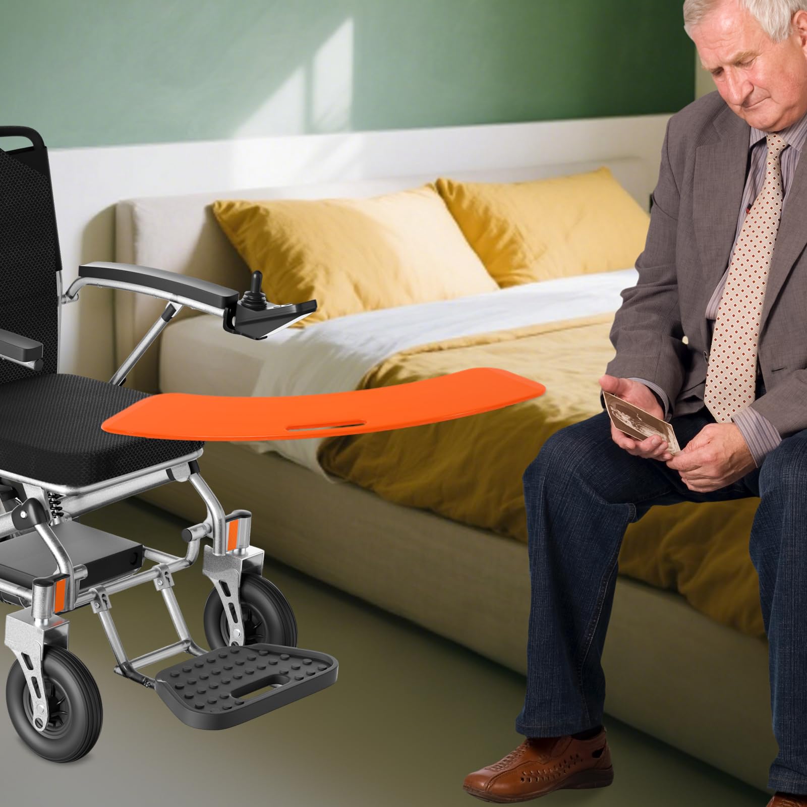 Tabla de transferencia deslizante, para personas mayores, hasta 150 kg, para traslado a la cama, coche, baño, etc. (naranja)