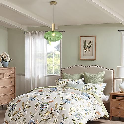 Miniatura 7 de KCO Iluminación Moderna Luces Colgantes Doradas Iluminación de Isla de Cocina Lámpara Colgante Grande de Globo de Cristal Verde Latón Luminaria