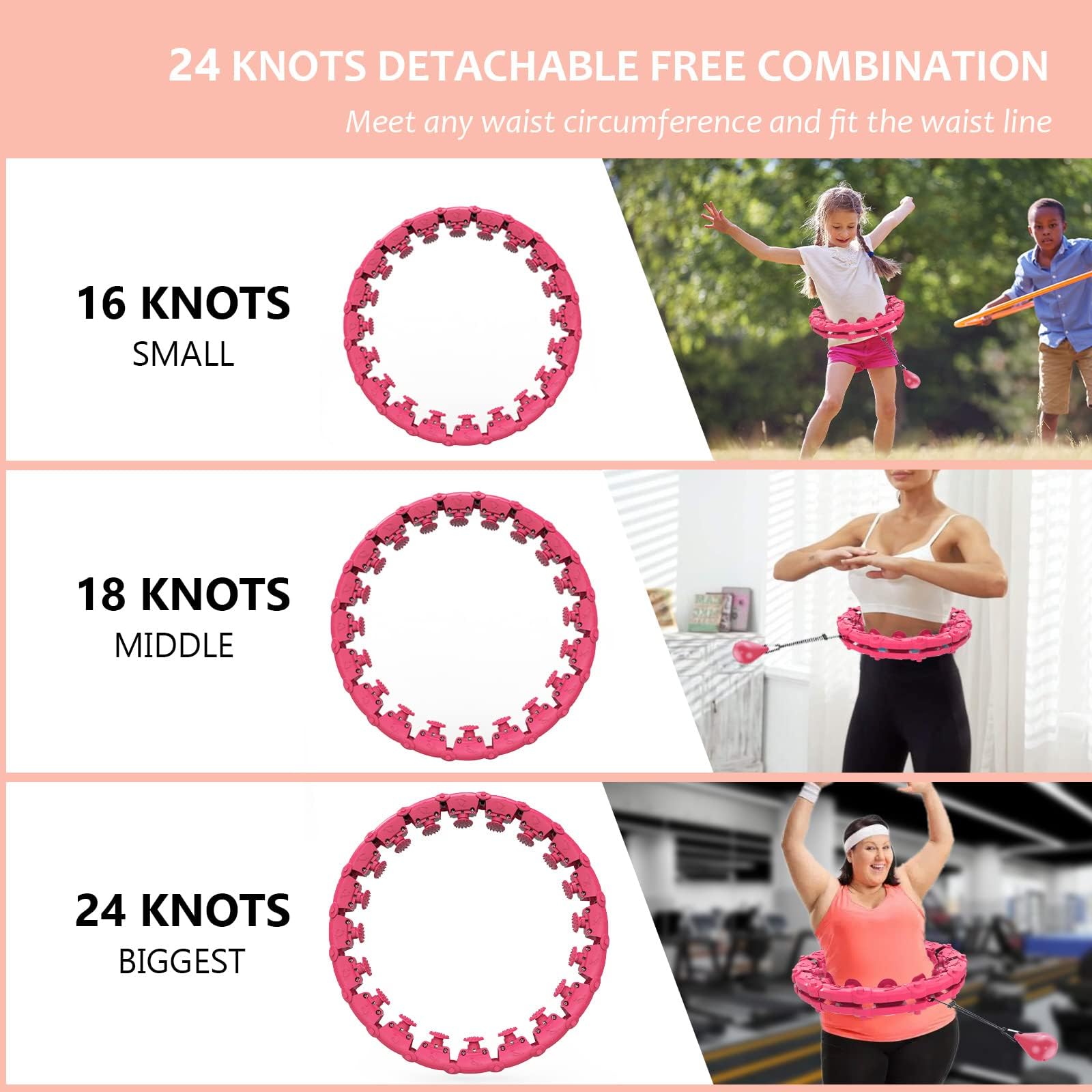 Smart Hula Hoop With Weight Ball – Ultra Quiet Fitness Hoop, Adjustable Up To 165cm Waist