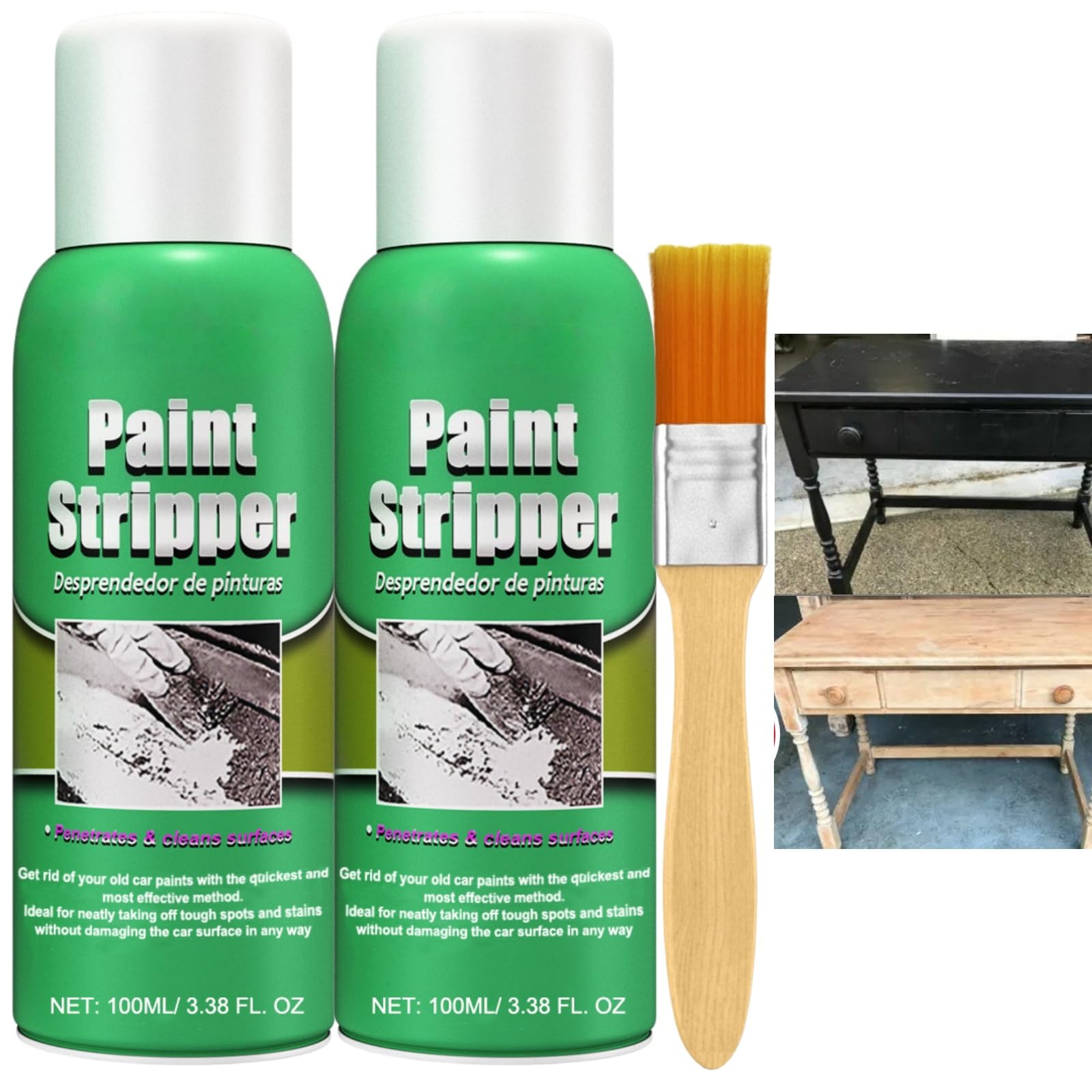 2 * 100ml Best Paint Strippers wuth Brush,Heavy Duty Paint Remover for Wood,Paint Remover for Metal Concrete Paint Stripper Metal Paint and Varnish Remover,Concentrated Formula,Rust-Proof