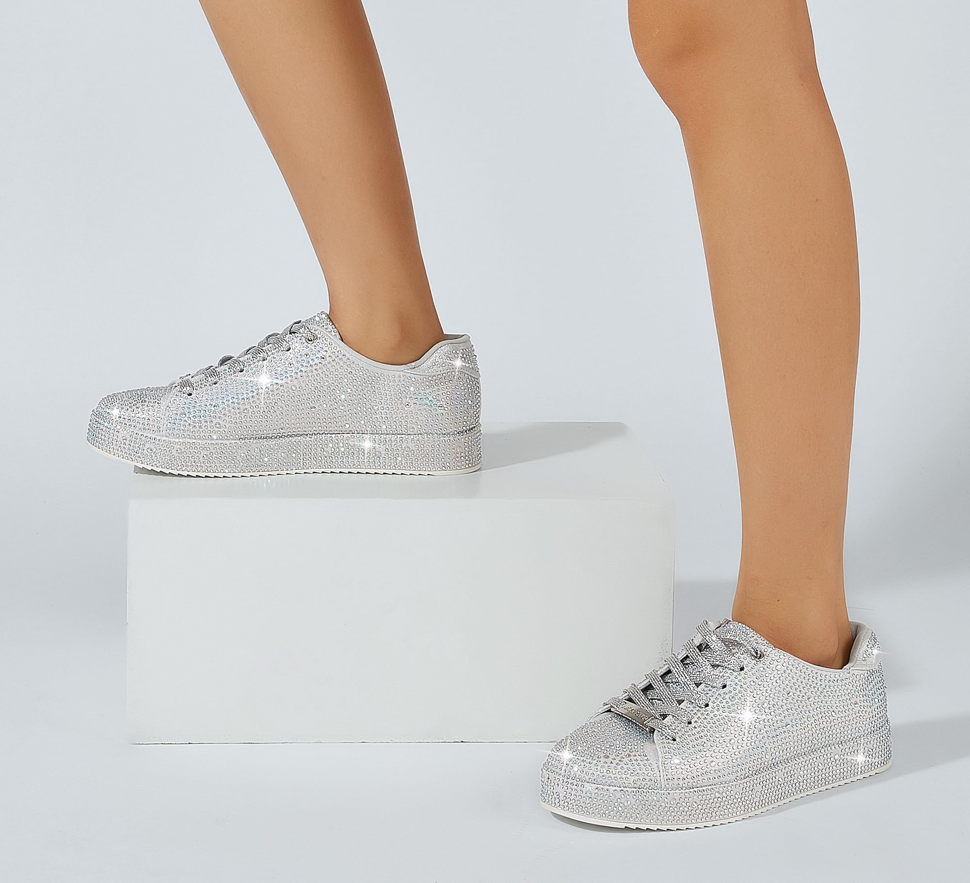 LUCKY STEP Sneakers da Donna con Platform e Strass | Scarpe da Sposa da Sposa