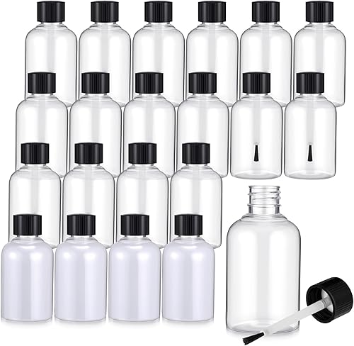 Lallisa 24 botellas vacías de plástico con pegamento con aplicador de cepillo, botella de 1.7 onzas, botellas de pegamento vacías para niños