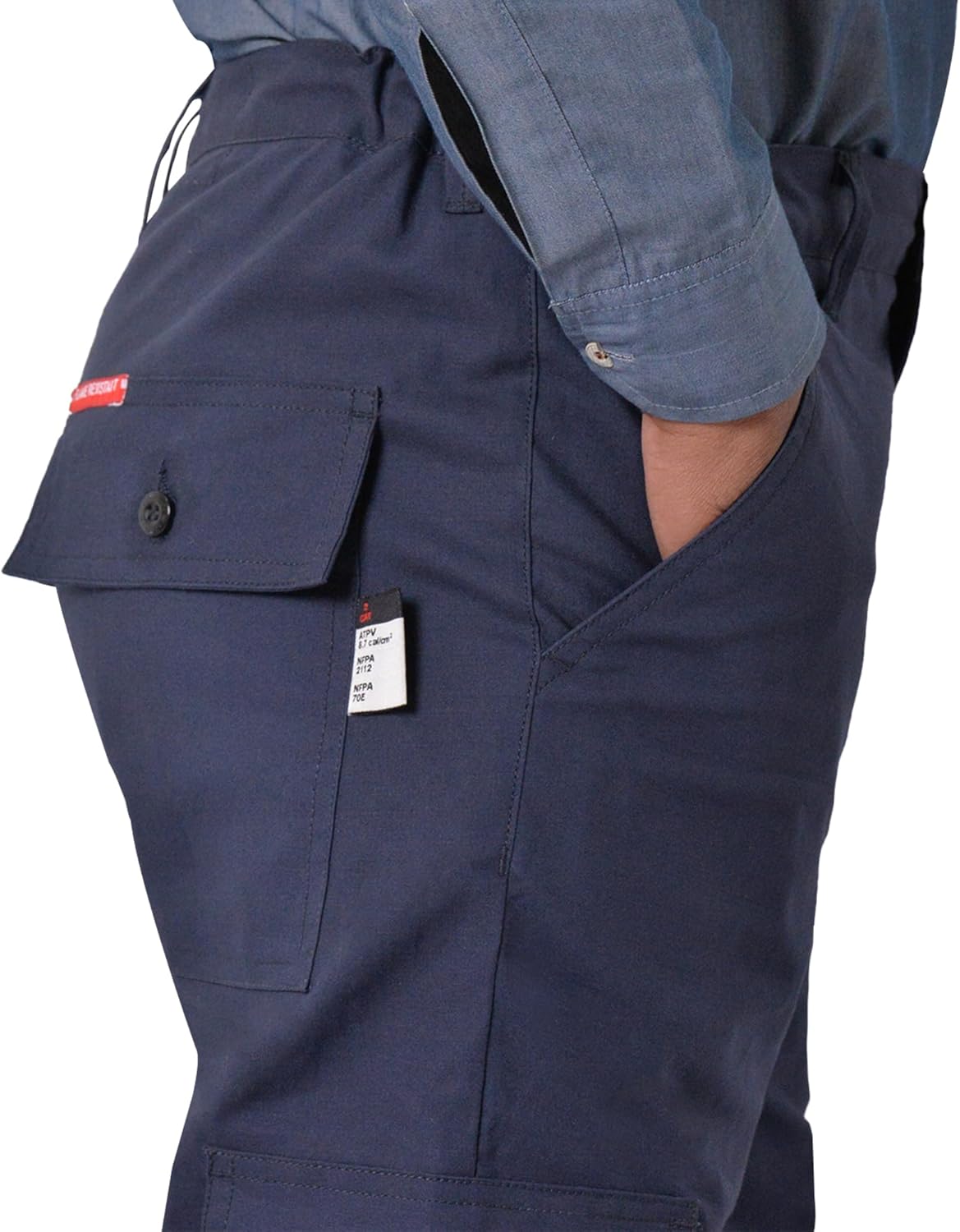 FR Pants for Men Cargo Flame Resistant Pants for Men Navy Blue Color 6 Pockets ATPV 8.7 Cal/cm² CAT 2 FR Cargo Pants for Men