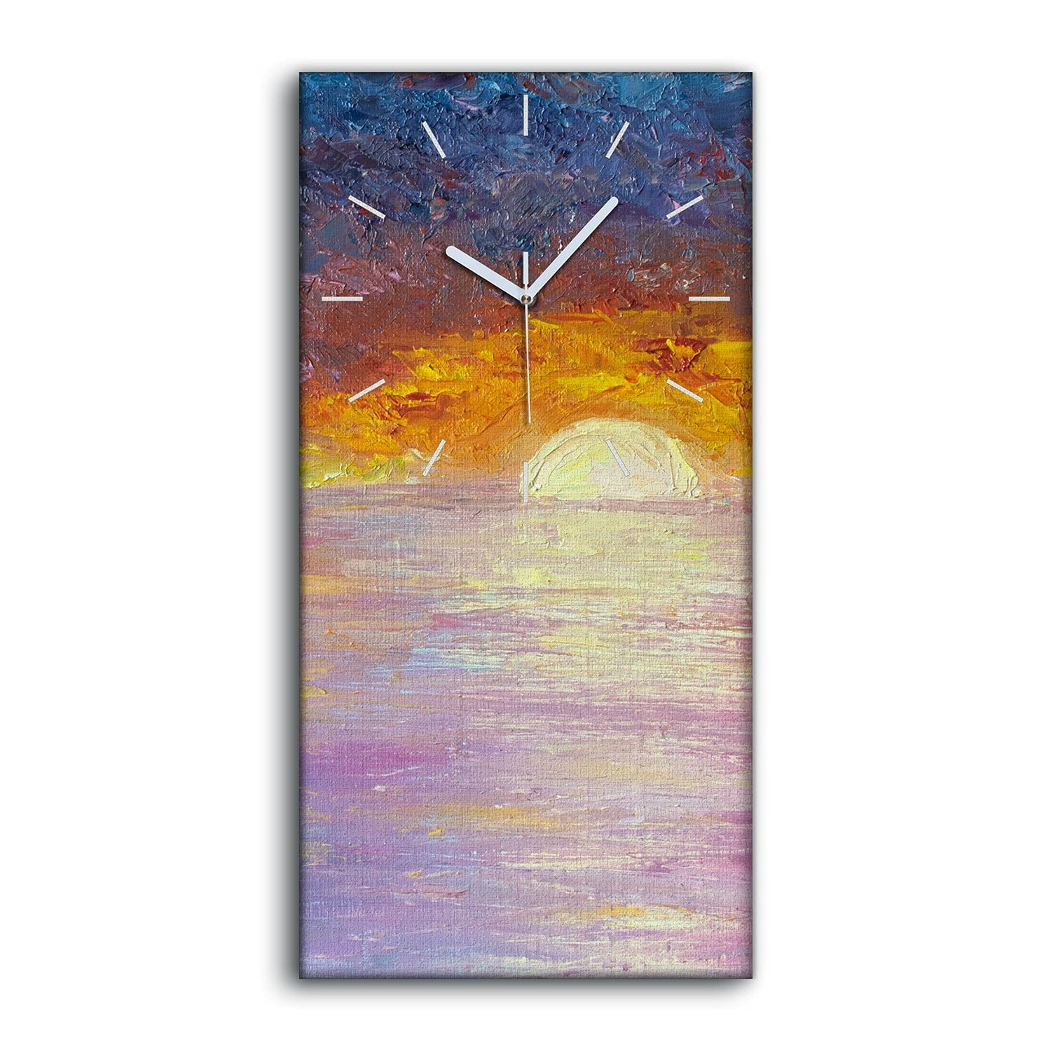 Horloge sur Toile Salon Décoration Murale Silencieuse 30x60cm Mer
