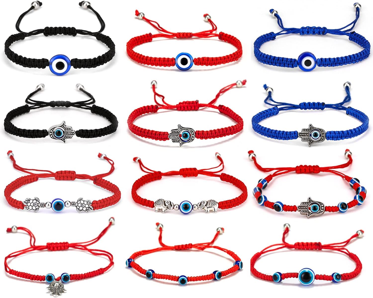 RINHOO FRIENDSHIPRINHOO FRIENDSHIP Evil Eye Bracelets for Women Blue Eye Bracelets Pack Red Rope String Protection Mal De Ojo Lucky Bracelets for Women Men