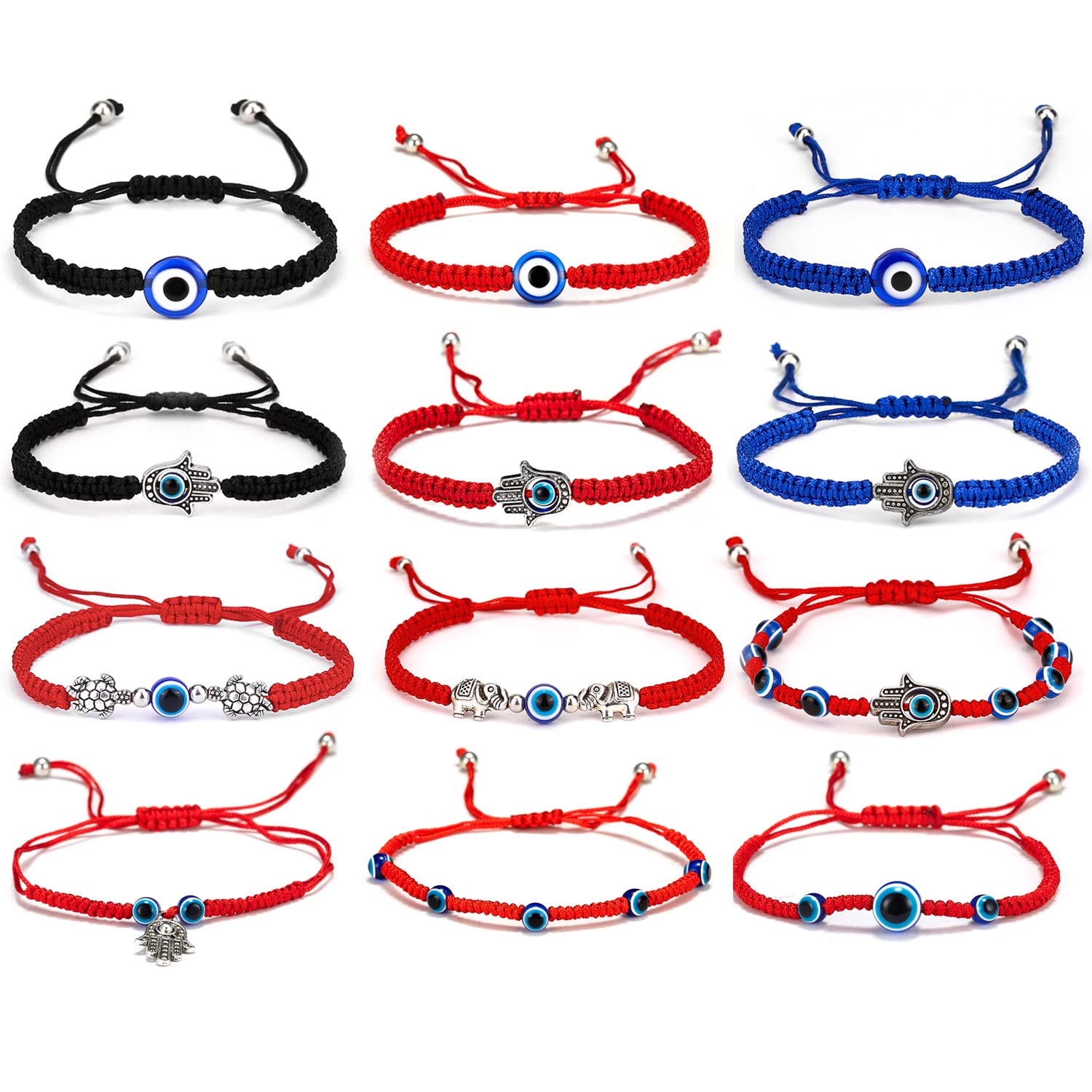 RINHOO FRIENDSHIPRINHOO FRIENDSHIP Evil Eye Bracelets for Women Blue Eye Bracelets Pack Red Rope String Protection Mal De Ojo Lucky Bracelets for Women Men