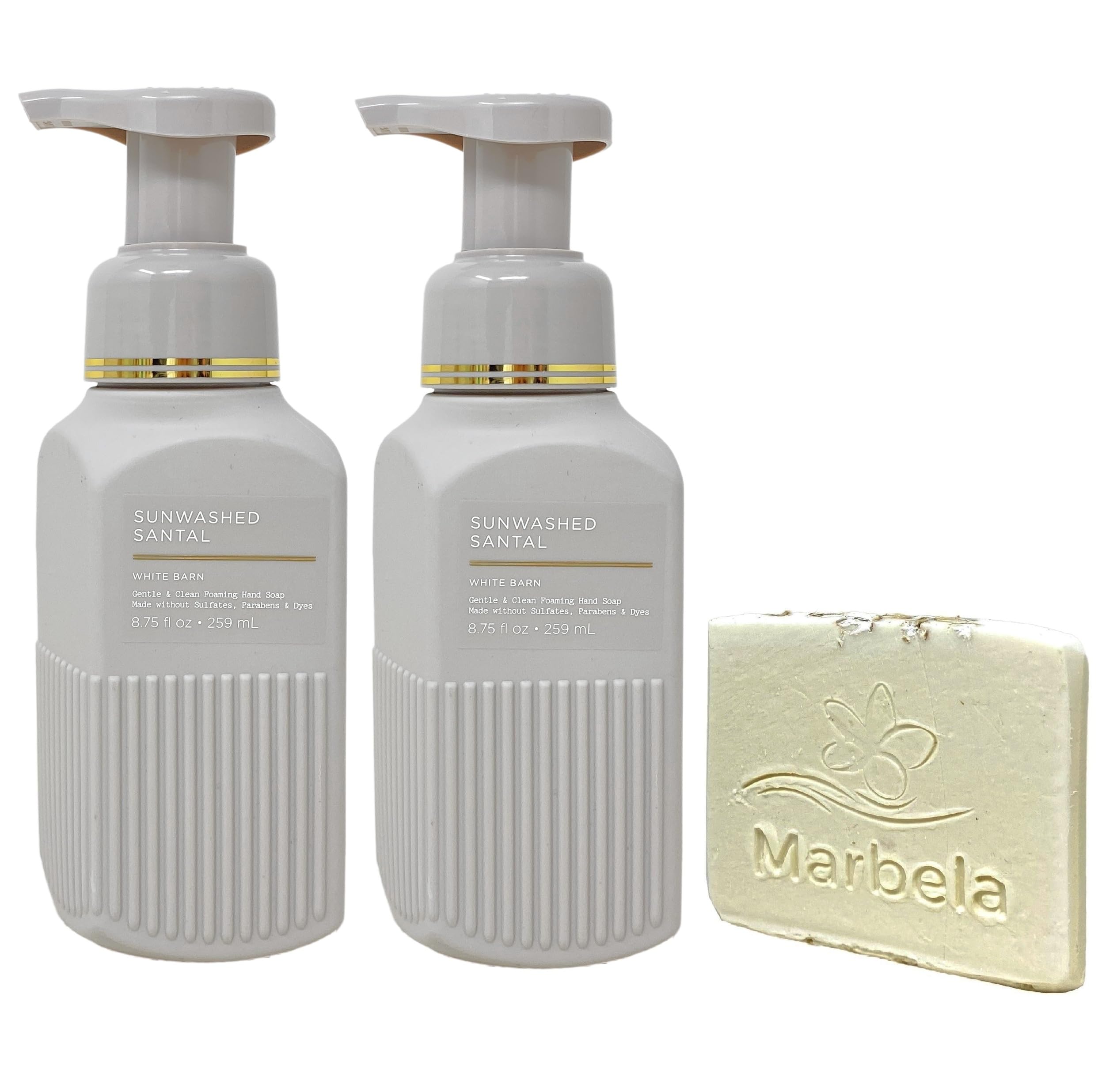 Bath & Body Works Sunwashed Santal 2 Pack Gentle & Clean Foaming Hand Soap Bundle with a Natural Oats Sample Soap