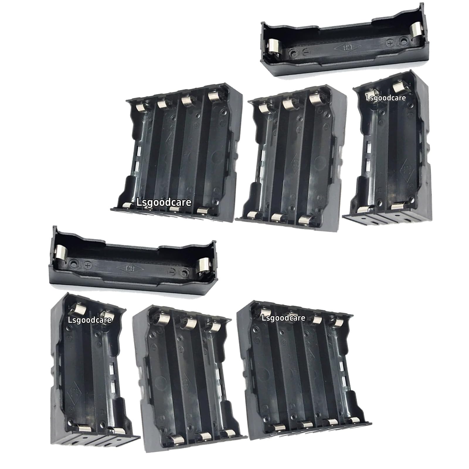 Lsgoodcare 18650 Batteriehalter Set – 1/2/3/4 Slots, 3,7V, ABS-Kunststoff, Parallel/seriell, Mit Federkontakten