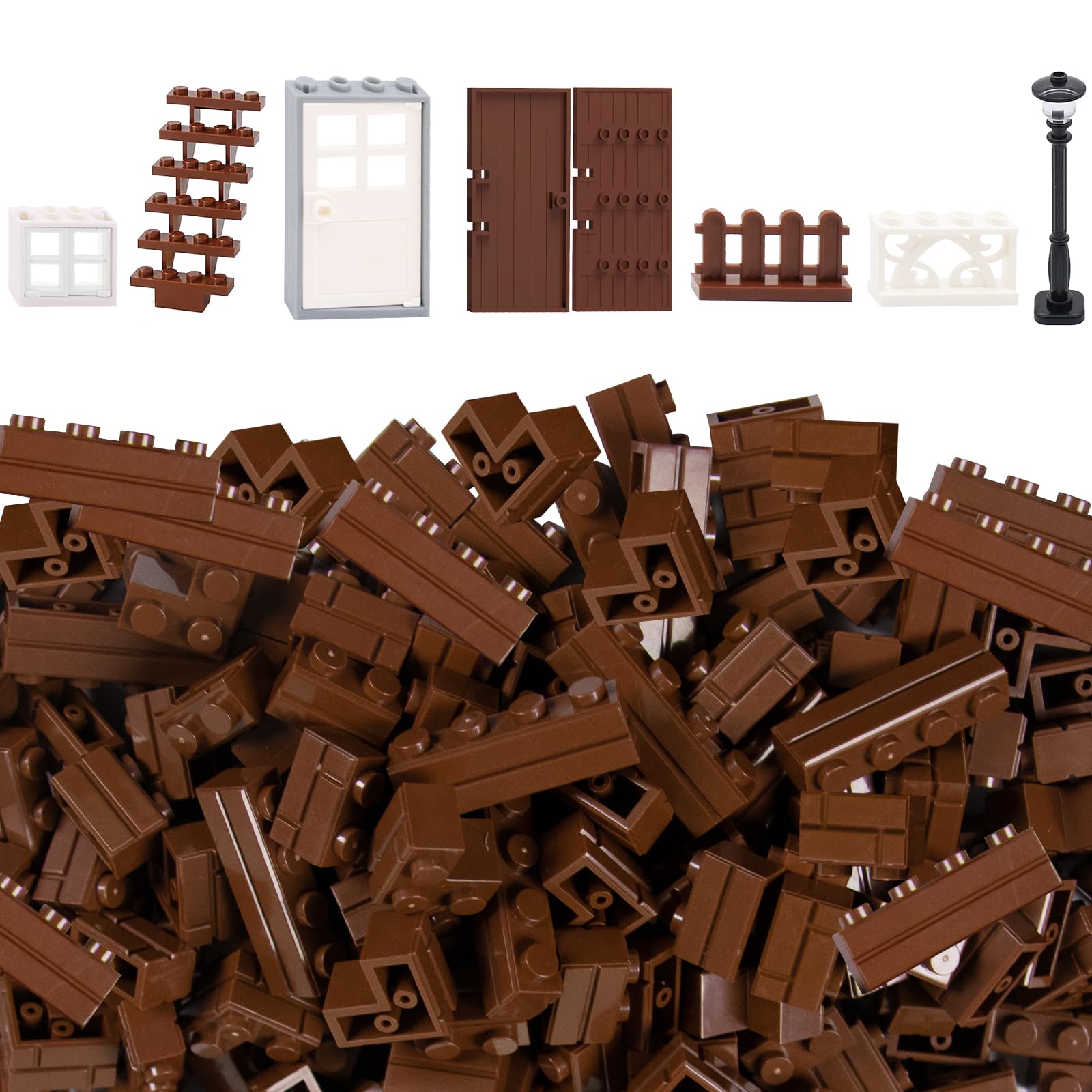 Cabeeskii 337 Stück Bausteine, Enthält Classic Steine Fenster Türen Zäune Sets zubehör, Kompatibel für Major Brand Lego Brick Building