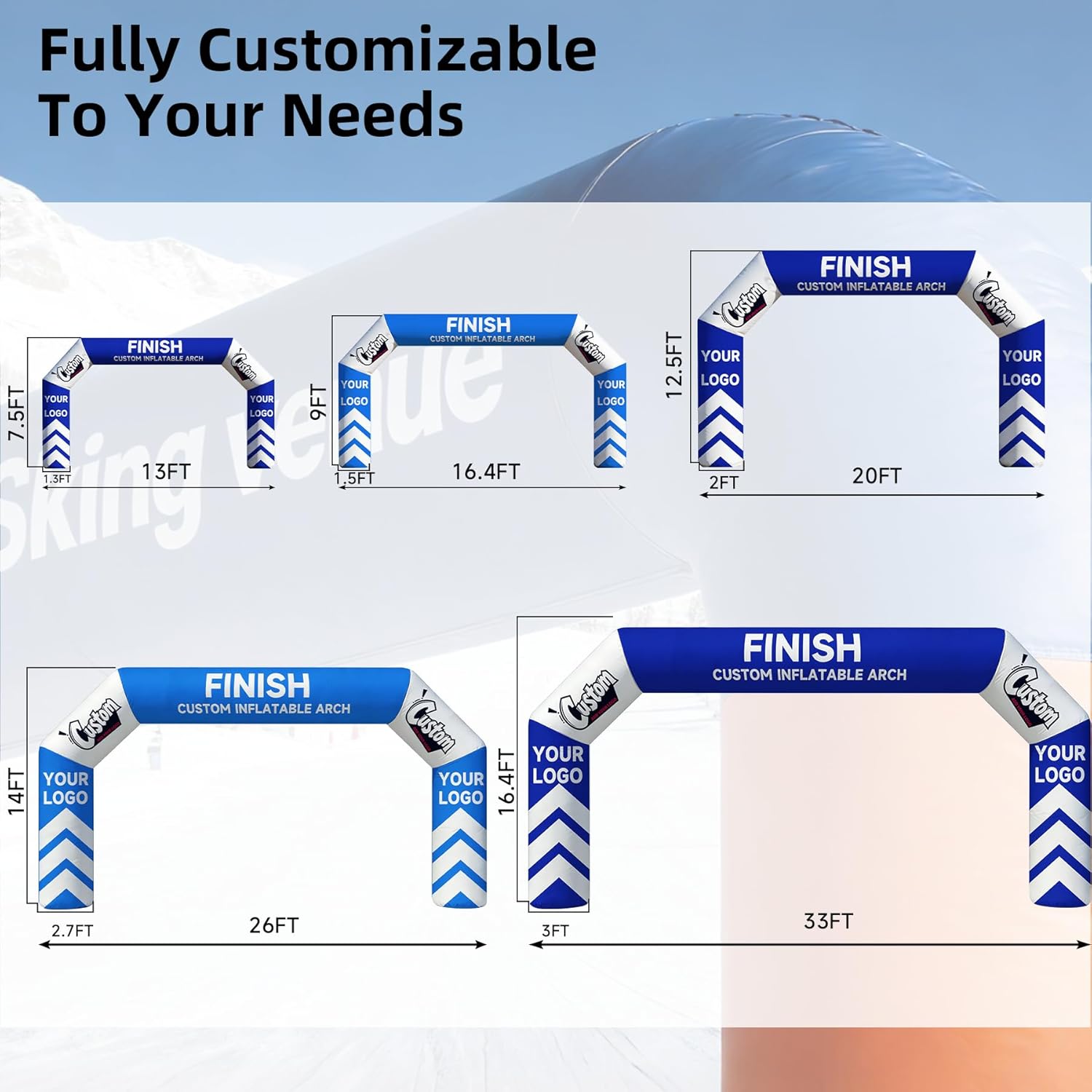 16.4FT Custom Inflatable Arch with Logo & Text – Choose Polygon, Round, Square or Gable Shapes, Full-Color Printed Event Arch for Marathons, Races, Trade Shows, Festivals, Parties