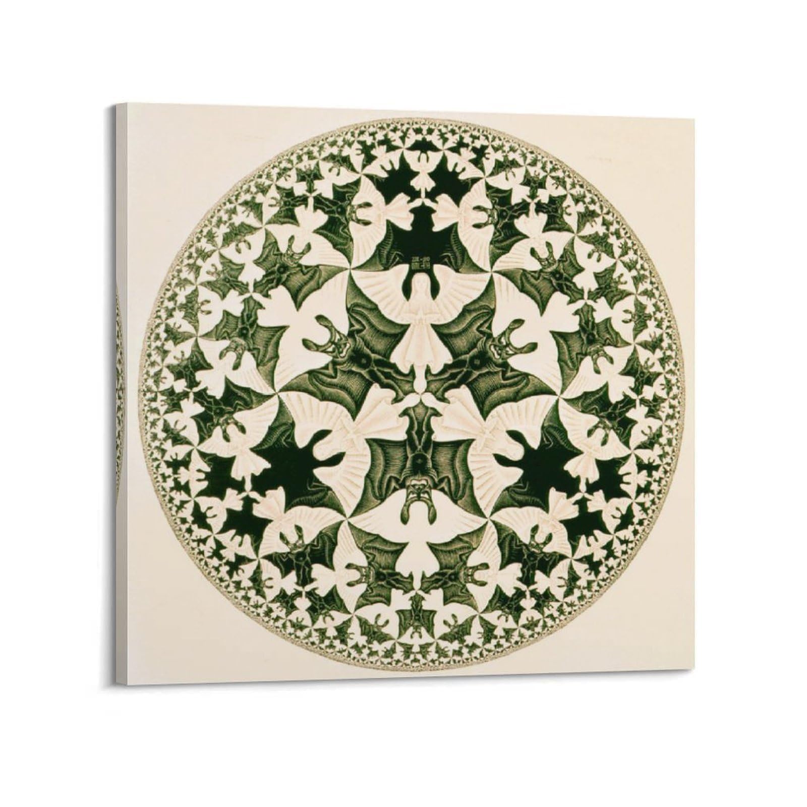 Ymxsdimds Frame-Style Circle Limit Iv (Bats) By M.c. Escher Painting Poster Picture Print Wall Art Canvas Decor Homes Decorative 12X12inch(30X30cm)