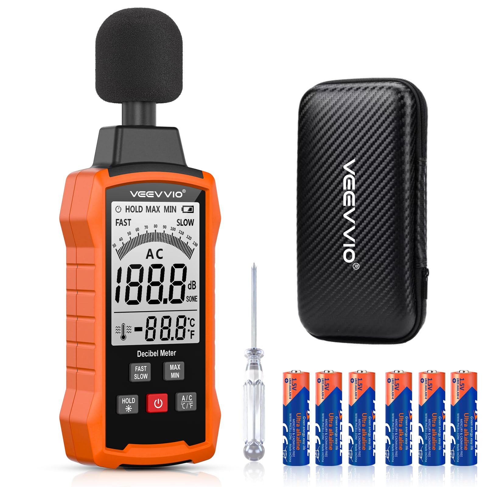 Sound Level Meter, Digital Decibel Reader Measurement, Range 30-130 dB, MAX/MIN, Accuracy 1.5dB Noise Meter with Large LCD Screen Display-image-6