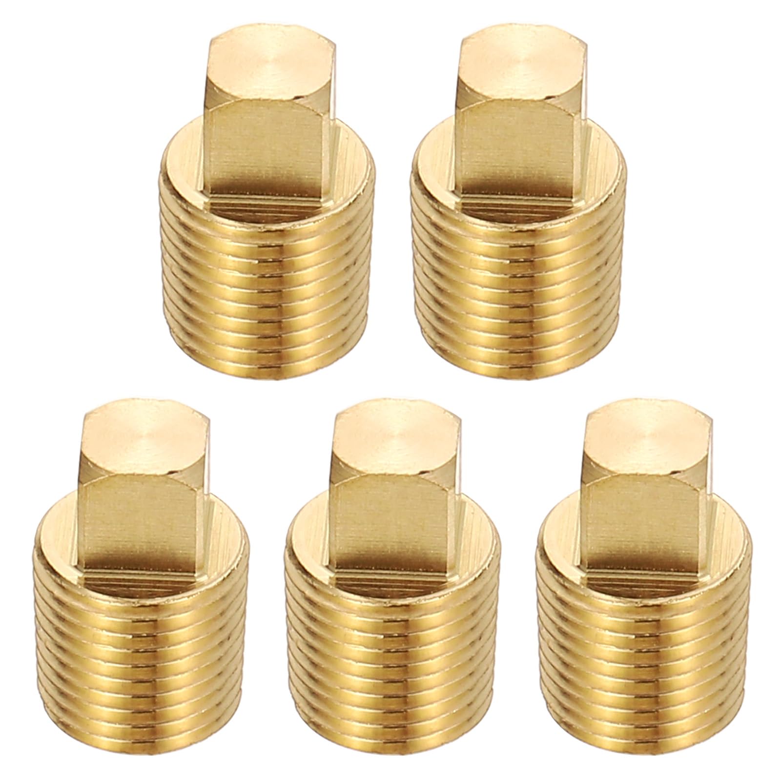 Tapón macho 1/8 NPT de latón con cabeza cuadrada PATIKIL para sellado de tuberías pack de 5