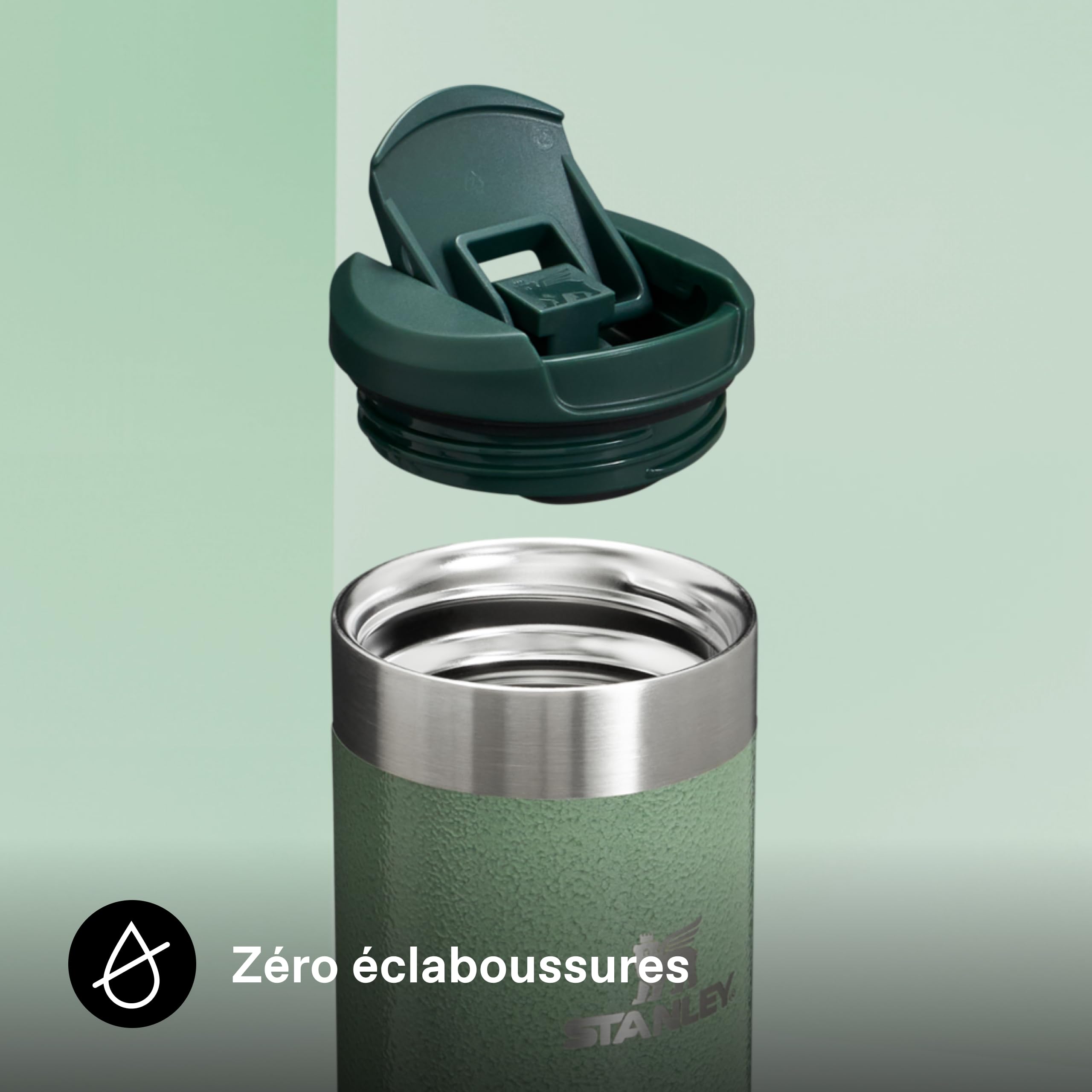 Stanley Aerolight Transit Mug Isotherme Café 0.47L - 6 Heures Chaud - 8 Heures Froid - Couvercle Étanche et Blocable - Thermos - Lavable au Lave-Vaisselle - Hammertone Green | Dure 6 heures. Chaud : 8 heures. Froid - Passe au lave-vaisselle - Anti-fuite -