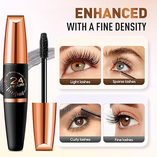 Waterproof Silk Fibre Thick Lengthening Mascara, 2025 New Curling & Lengthening Mascara Curling Eyelash with No Flaking, Smudge-Proof & Long-Lasting Mascaras For All Lash Types (1PC)(1PC)
