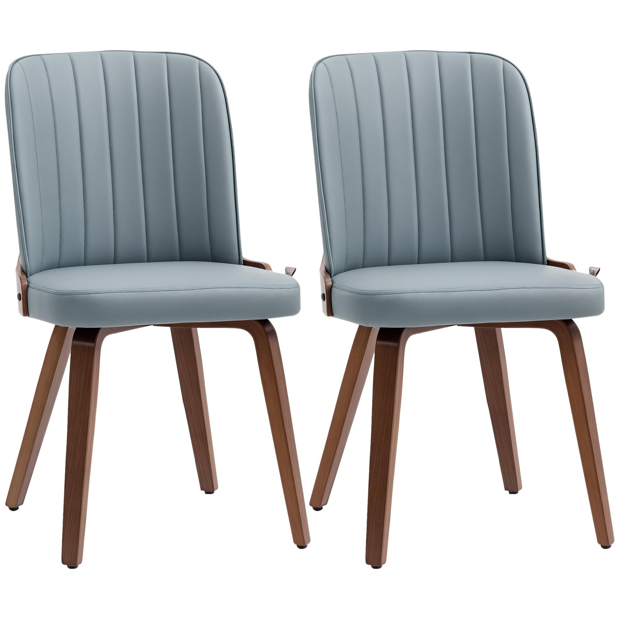 HOMCOM Pack de 2 Sillas de Comedor Modernas Carga 120 kg 47,5x57x85 cm Gris | Sillas de Cocina, Tapizados en PU, Patas de Madera, para Salón Dormitorio