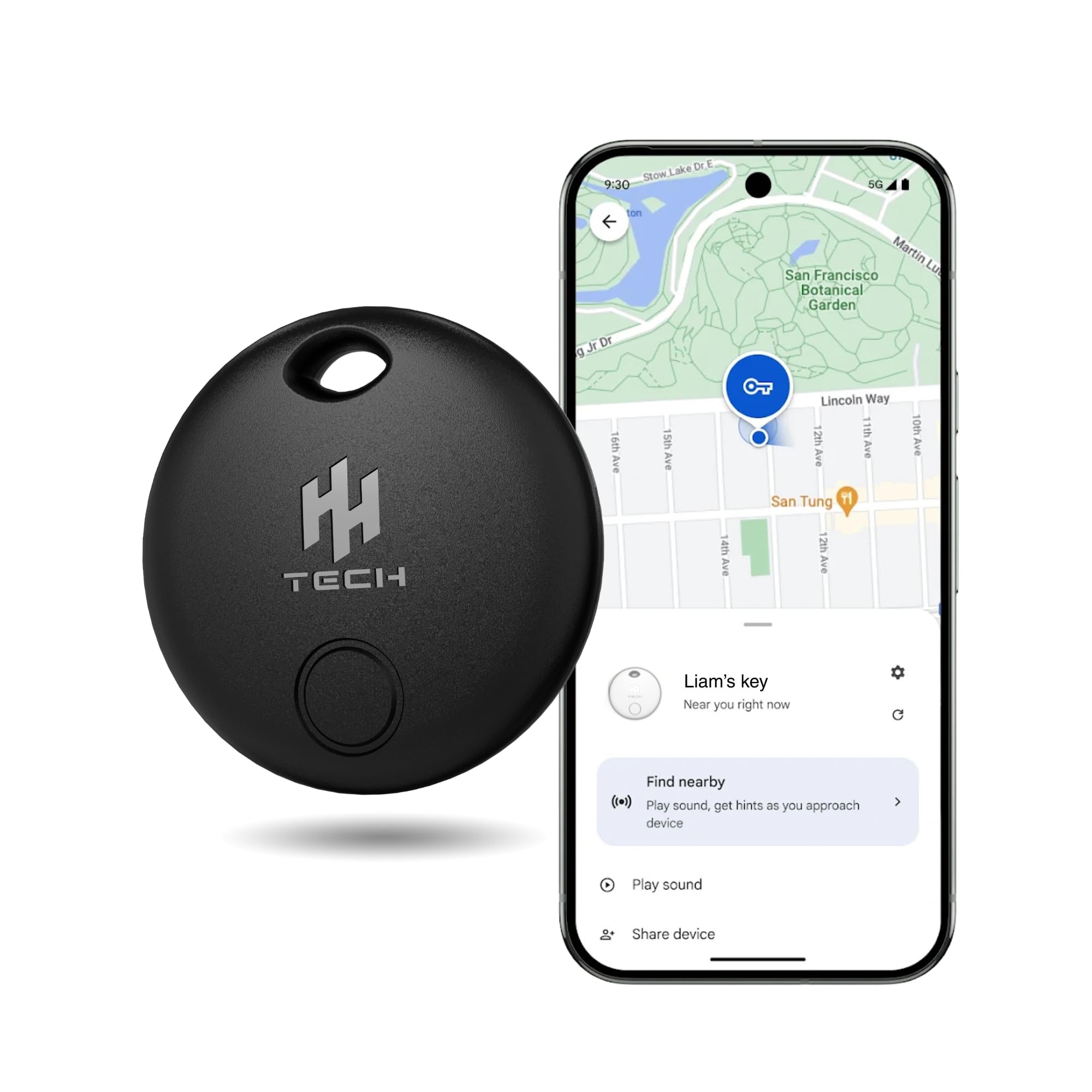 HH-Tech Bluetooth Smart Tag (1 Tag +1 Protector) For Android Devices Compatible with Google Find Hub, Smart Tracker, Item Finder, Easily Track Your Wallet, Bag, Suitcase, and More (Android ONLY)